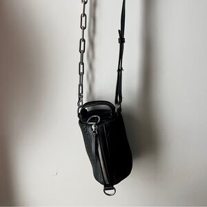 & Other Stories black leather silver curb chain crossbody bag